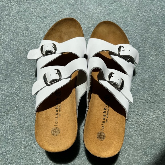 Lola Sabbia Blake Leather Cork Slide Sandals - Picture 2 of 7